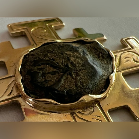 14k Gold Ancient Widow’s Mite coin pendant holy land Jerusalem BCE - Picture 6 of 14